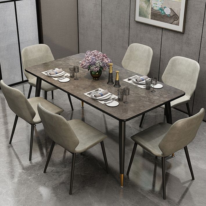 Metal Industrial Rectangle Table Sintered Stone Table for Kitchen and Dining Room