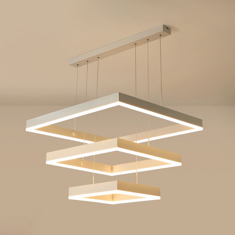 Aluminium weiße Kronleuchter Licht Geometrische LED einfache Kronleuchterlampe für Schlafzimmer