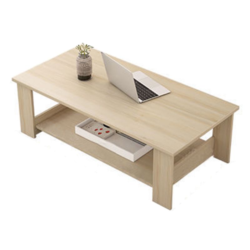 Contemporary Wooden with Storage Shelf Rectangular Single Coffee Table
