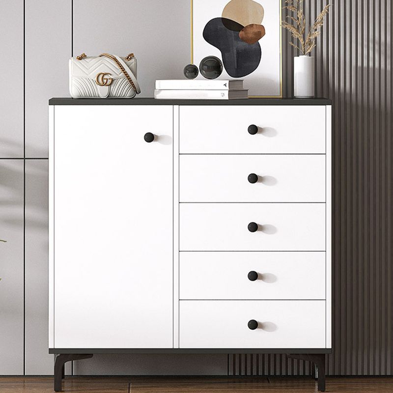 Modern White Storage Chest Dresser Wood Combo Dresser with Drawers and Doors