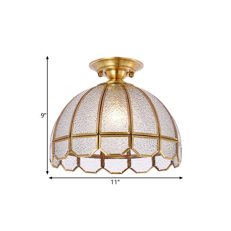 Messing Single Lampe Halbflush Antiquled Ripple Glassrusrost