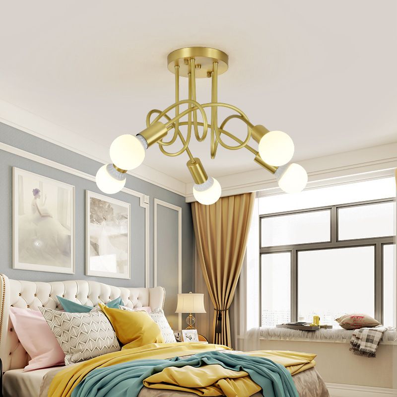 Postmodern Style Gold Chandelier Metal Pendant Lighting Fixtures for Bedroom