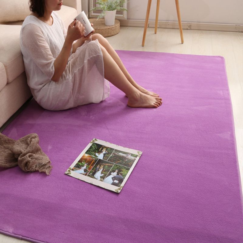Simple Multi Color Plain Rug Polyster Relaxing Area Carpet Non-Slip Easy Care Washable Indoor Rug for Parlor