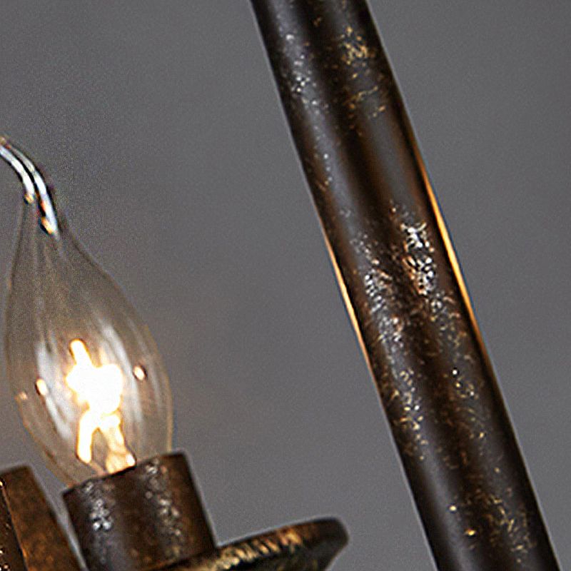 Black 6 Lights Chandelier Lighting Rustic Metal Candelabra Pendant Lamp for Bedroom