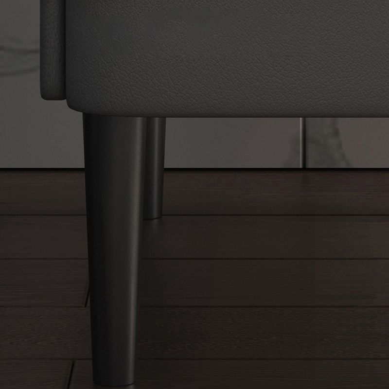 20 Inch Tall Nightstand Modern Stone Top Faux Leather 2-Drawer Legs Included Night Table