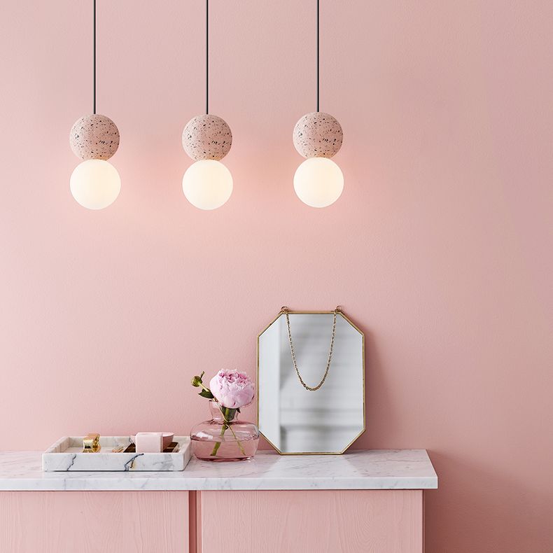 Sfera Camera da letto Accogliente Aiughting Stone Stone Stile Stile sospeso a sospensione Luce a sospensione