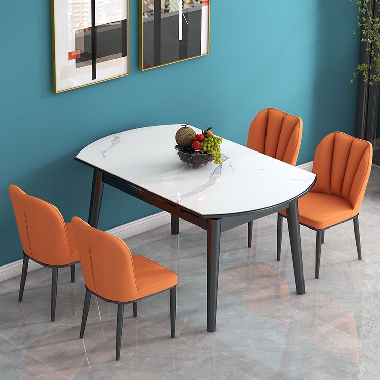 Tavolo da pranzo in pietra sinterizzato in stile moderno tavolo a goccia rotonda con base di legno