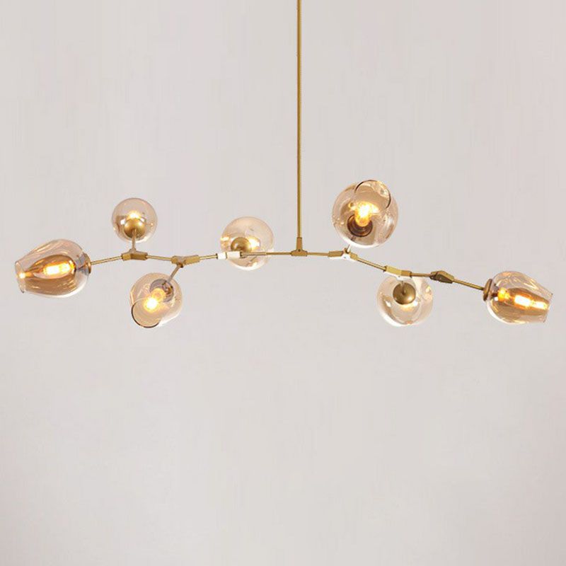 Nordic Molecular Hanging Lighting Dimple Glass 7 Heads Living Room Pendant Chandelier
