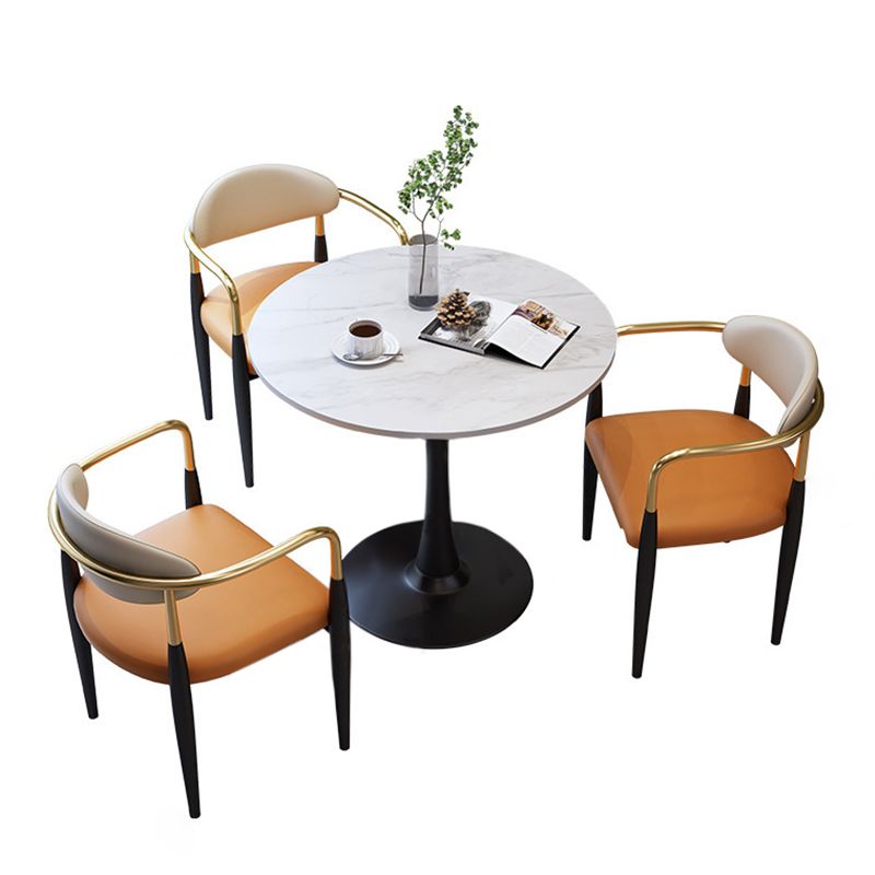 Traditional Luxury Dining Table Stone Dining Table with Metal Base