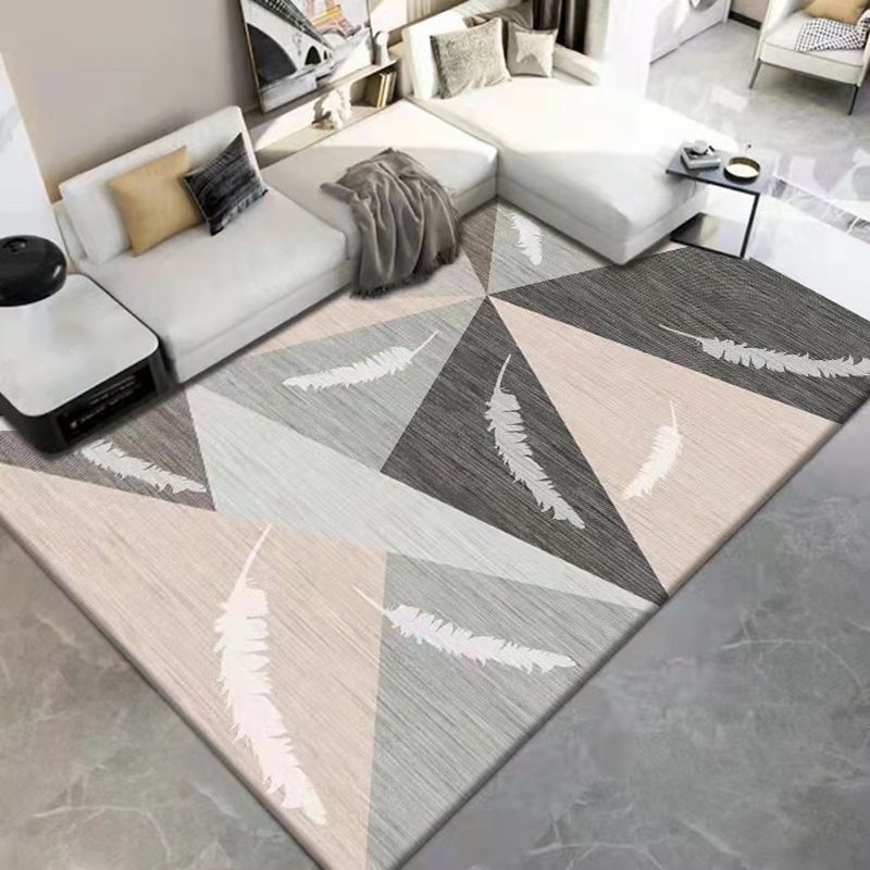 Brown Triangle Rug Polyester Modern Rug Washable Rug for Living Room