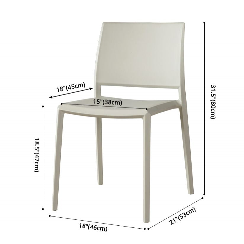 Nordic Style Armless Plastic Dining Room Chairs Open Back Dining Side Chair