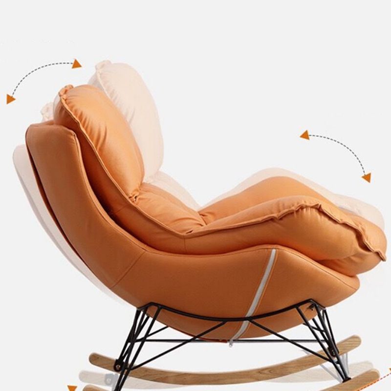 Modern Glider Upholstered Chair Button-Tufted Rocking Accent Chair with Dark Legs