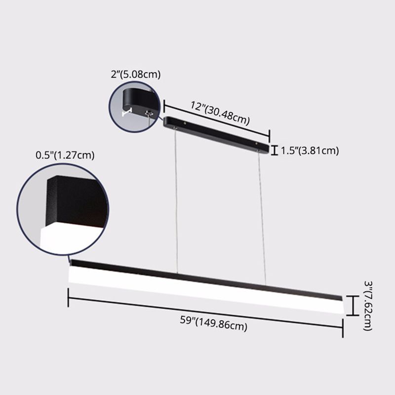 Éclairage pendentif linéaire rectangulaire mince simple