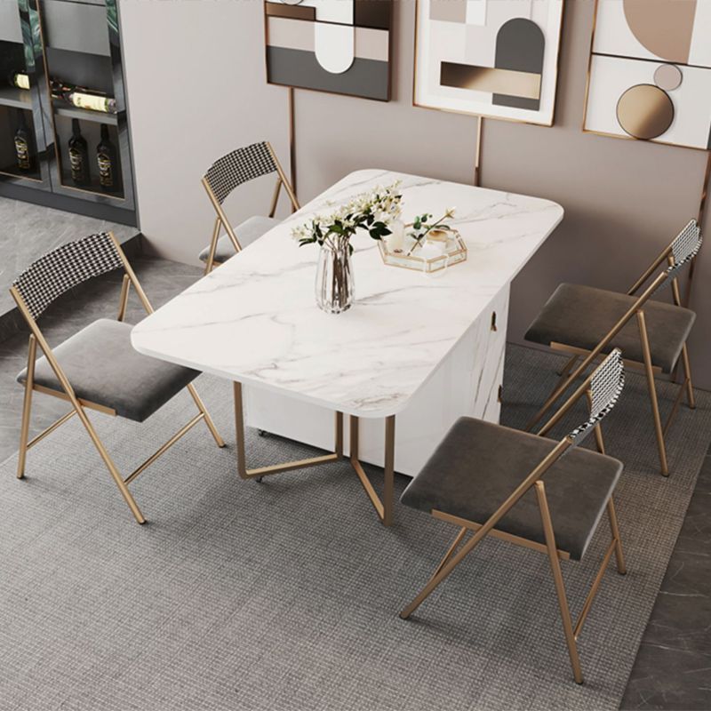 Modern Foldable Dining Room Set Standard Height with Gold Base Dining Furniture