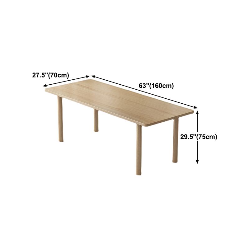Contemporary Solid Wood Dining Table Natural Rectangle Table with 4 Legs