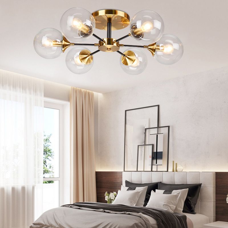 Glazen ronde vorm spoelplafondlicht moderne multi -lichten spoel de houding verlichting in zwart