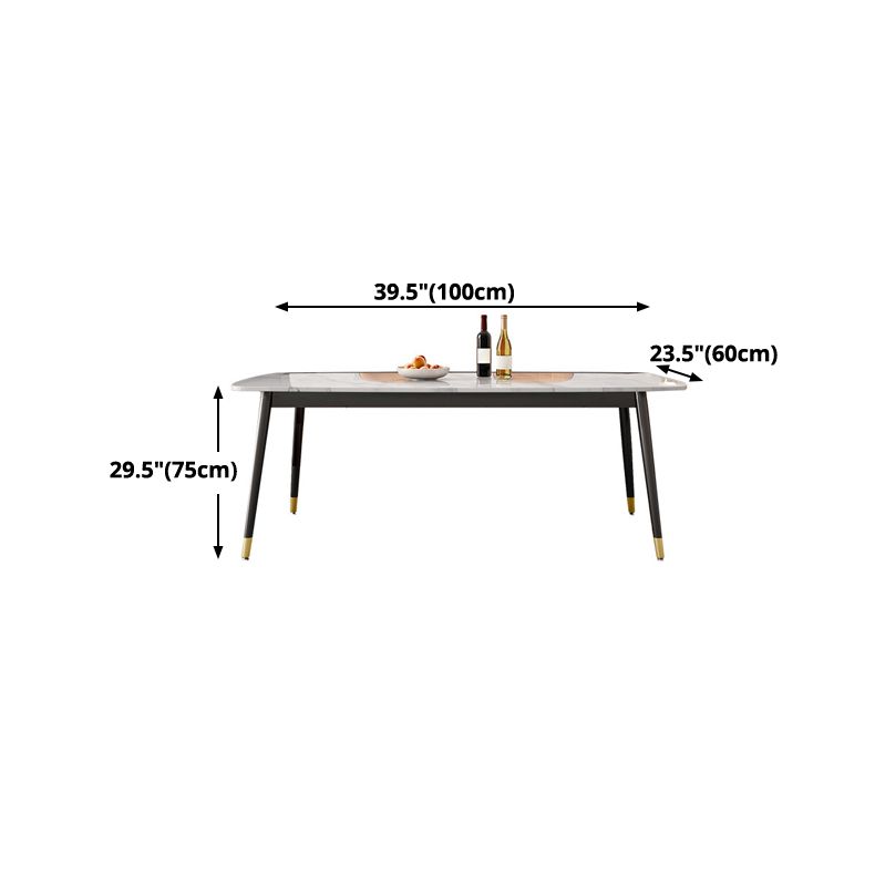 Rectangle Sintered Stone Dining Table Traditional Luxury Dining Table with 4 Legs