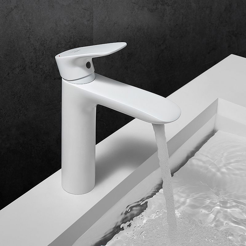 Modern Lever Handles Sink Faucet White Brass Bathroom Sink Faucet