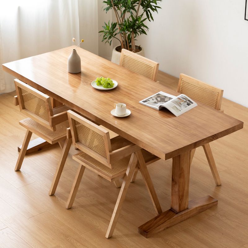 Rechteck Kiefernholzholz Tisch modernes Doppel -Sockel -Essen für Restaurant