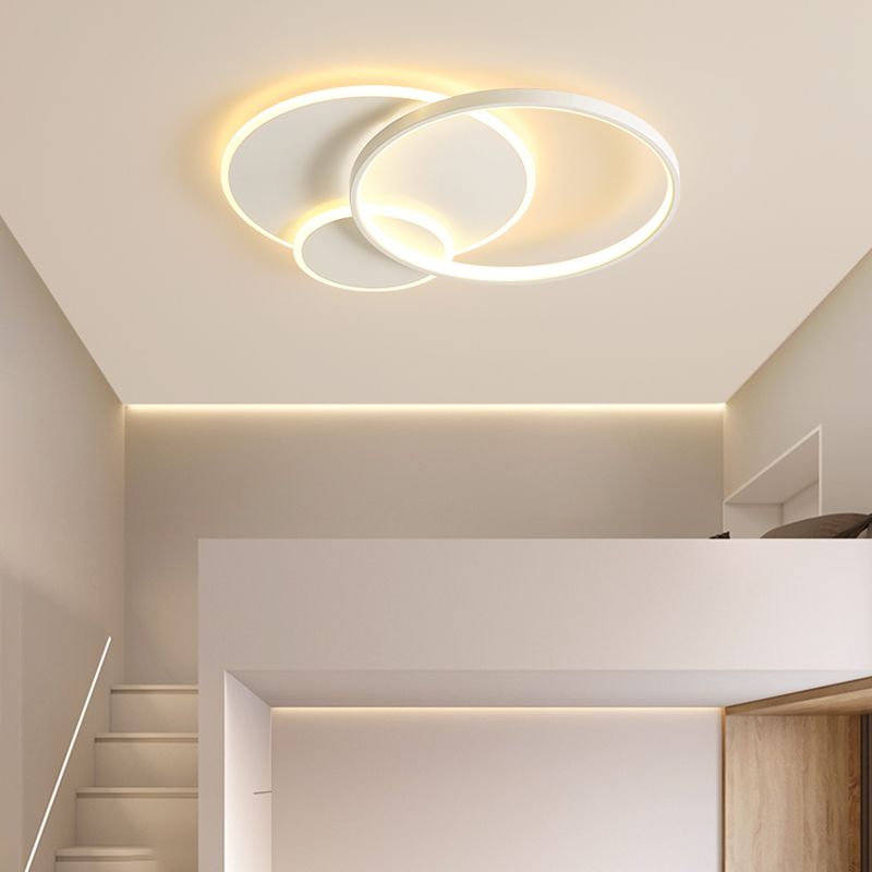 Geometry Ceiling Fixtures Modern Style Metal 3 Light Ceiling Mounted Lights in White