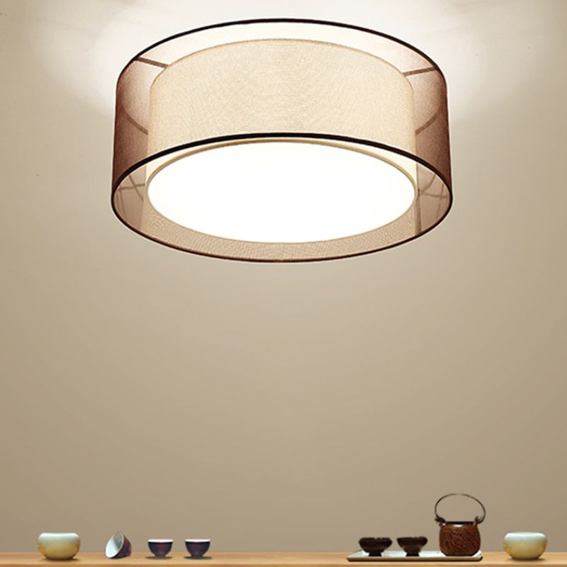 Brown Fabric Ceiling Light Multi Lights Ceiling Mount Light for Living Room