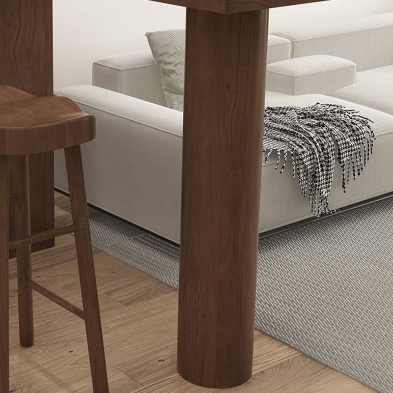 Brown Pine Wood Rectangle Bar Table with Storage for Living Room