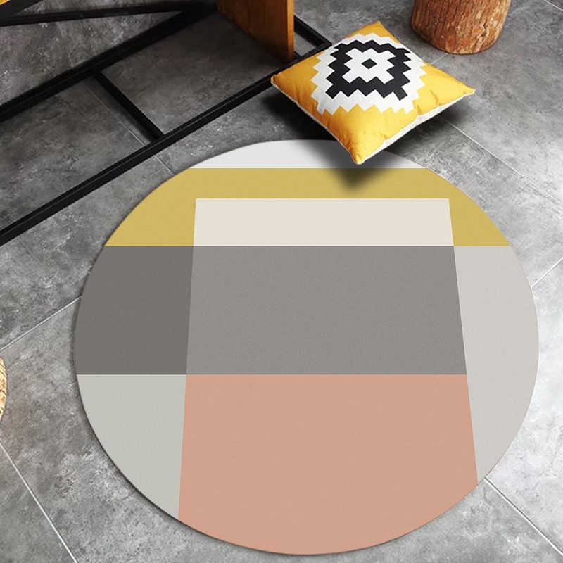 Tapis rond moderne tapis géométrique de tapis lavable de tapis en polyester non glissant pour le salon