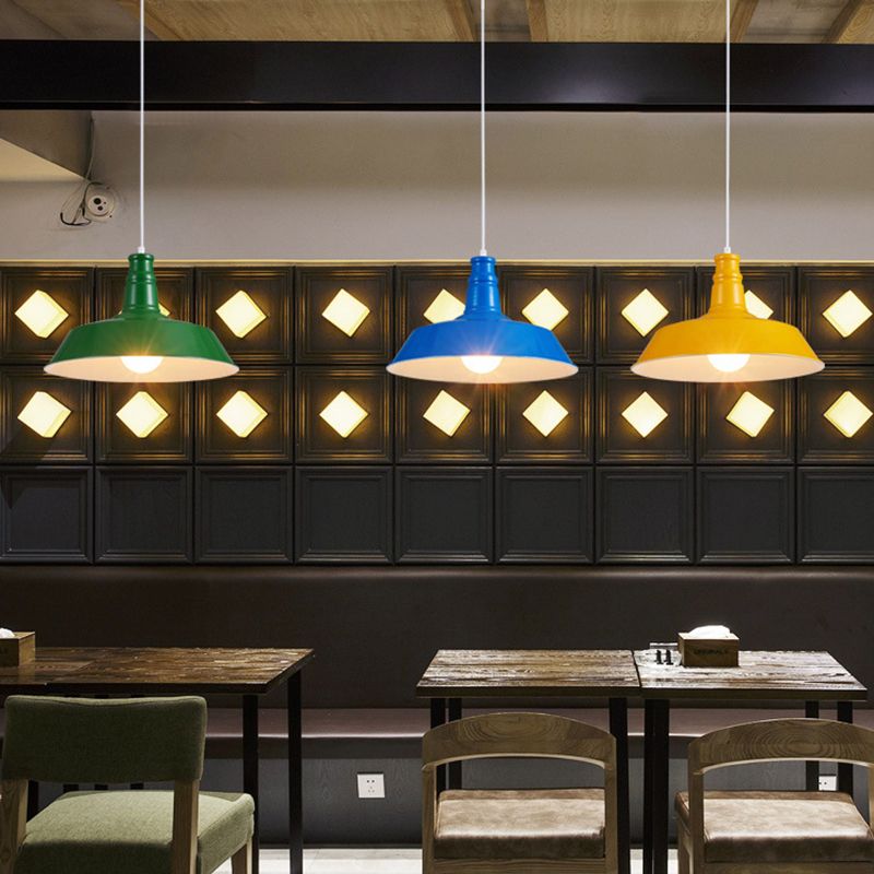 Nordic Bell Shade Hanging Light, Macaron Style Metal 1-Light Hanging Light Fixtures for Indoor