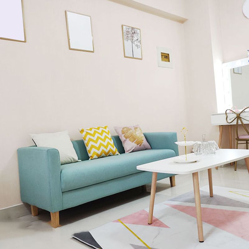 3-Seater Single Cushion Sofa Scandinavian Linen Sofa with 3 Pillows