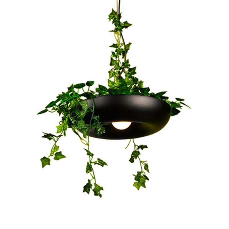 Aluminium Bowl Pendant Ceiling Light Industrial 1 Bulb Restaurant Plant Hanging Lamp in Black/White/Green