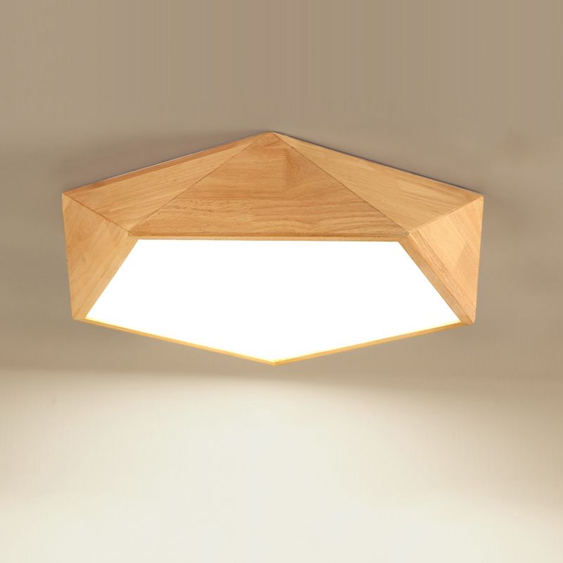 Pentagon Hout Flush Mount Plafond Lamp Fixture Nordic Dining Room Flush Mount Verlichting Armaturen