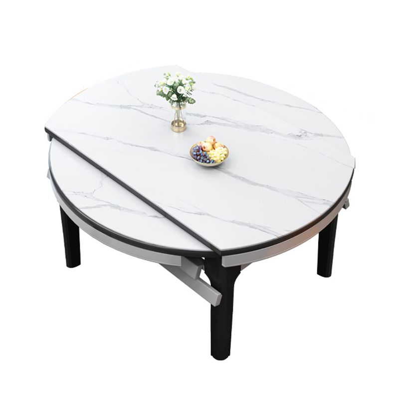 Mesa redonda de piedra sinterizada extensible Mesa de comedor moderna con 4 patas de madera
