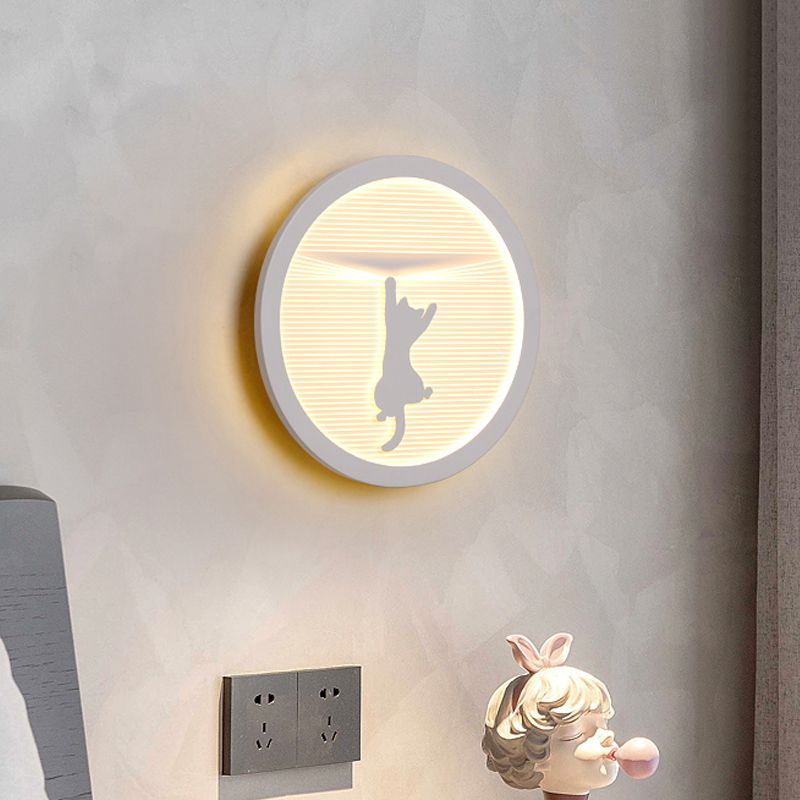 Circular Bedside Surface Wall Spliques A acrílico Led de la pared de la pared de la pared con diseño paraguas/nubes/pájaros en blanco