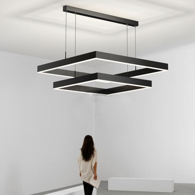 Minimalisme eigentijdse stijl led hangende kroonluchter licht vierkant hangende lampkit