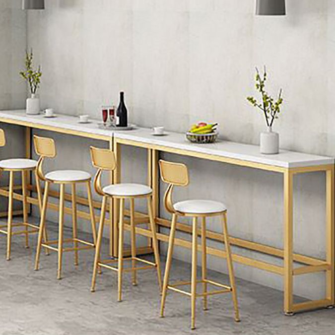 Contemporary Stone Top Bar Counter Rectangle Bar Counter with Trestle Base