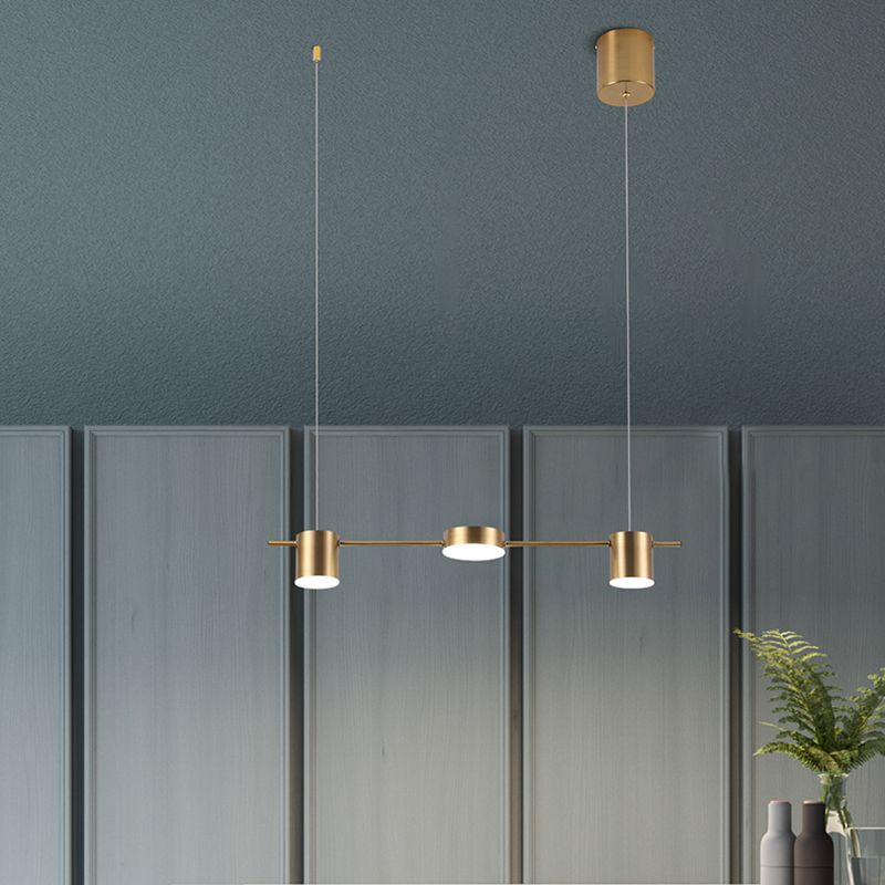 Cylinder Island Lighting Fixtures Contemporary Metal Island Chandelier Lights for Kitchen