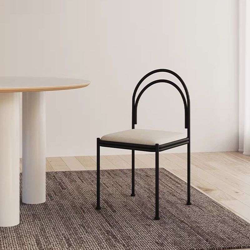 Metal Industrial Dining Chair Metallic Finish Side Chair with Black Legs