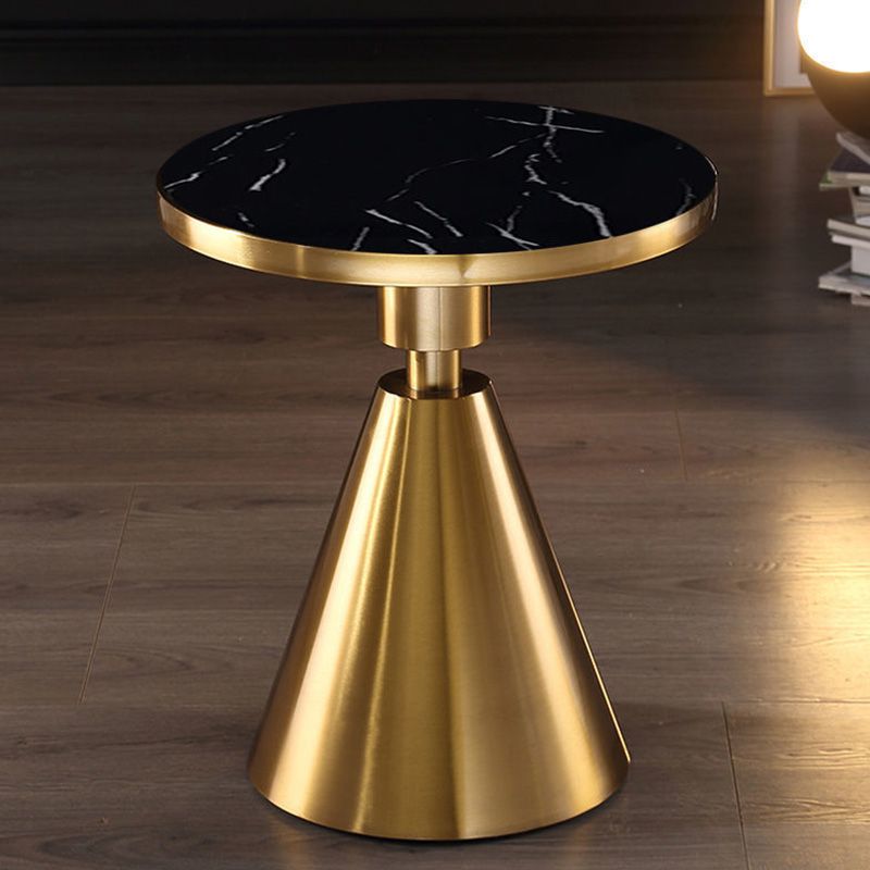 Contemporary Round Table Top End Table with Metal Pedestal Leg