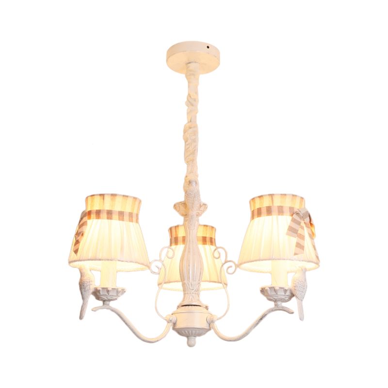 Cône de tissu accroché lustre nordique 3/5/6 têtes de plafond pendentif Light en blanc pour le salon