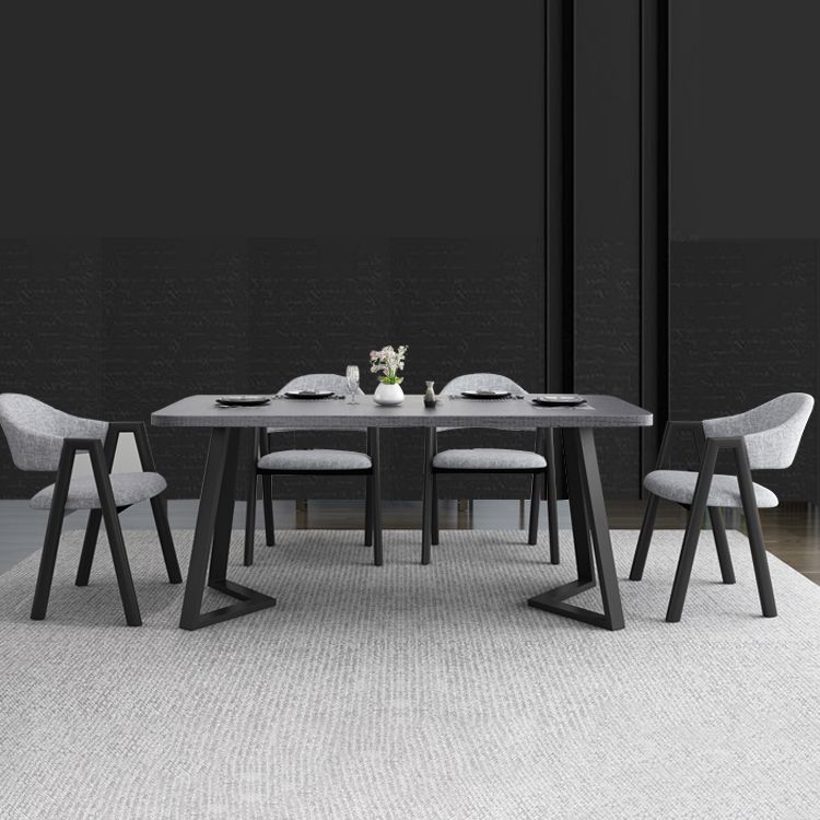 Contemporary Gray Standard Dining Set MDF Rectangle Shape Dining Set for Kitchen