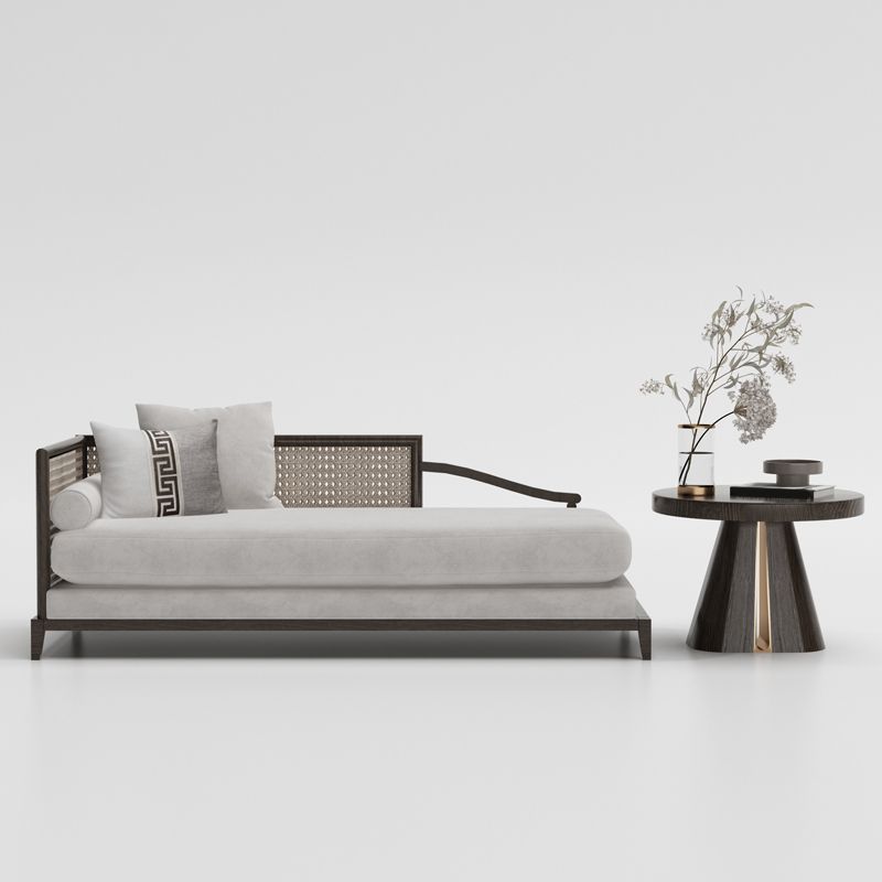 Traditional Living Room Chaise Solid Wood Chaise Lounge with Upholstered