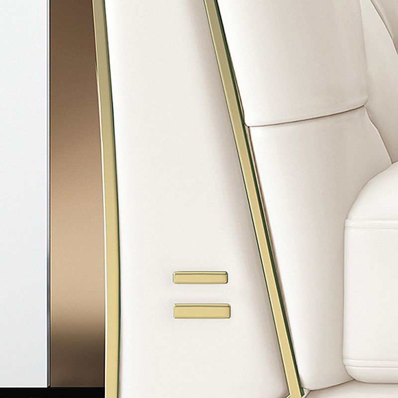 28.7" H 3-seater Faux Leather Tufted Tuxedo Arm Sofa for Living Room