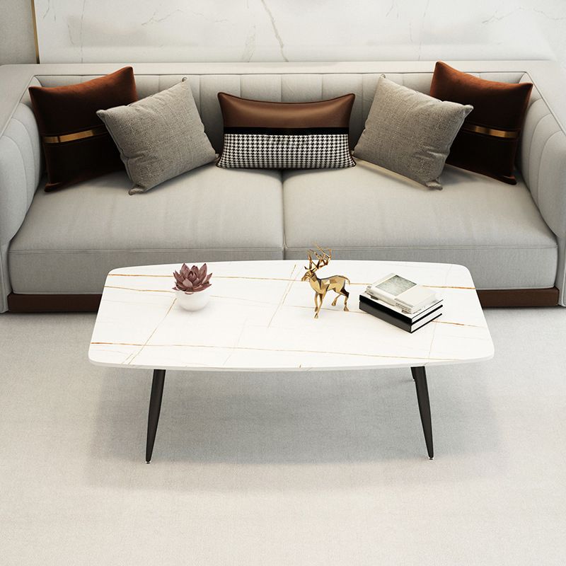Rectangle Slate Coffee Table Glam 4 Legs Coffee Cocktail Table