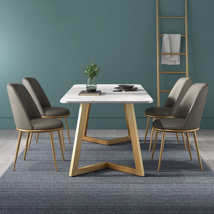 Sala da pranzo in pietra sinterizzata fissata set con mobili per sala da pranzo a 4 gambe metalliche per casa