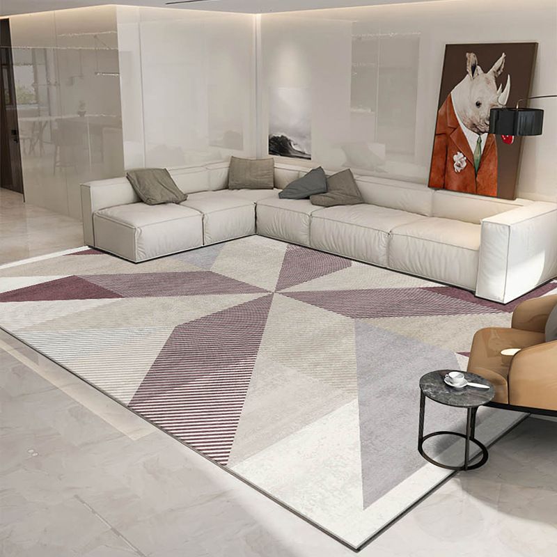 Rectangle Shape Rug Living Room Light Luxury Carpet Polyester Washable Area Rug