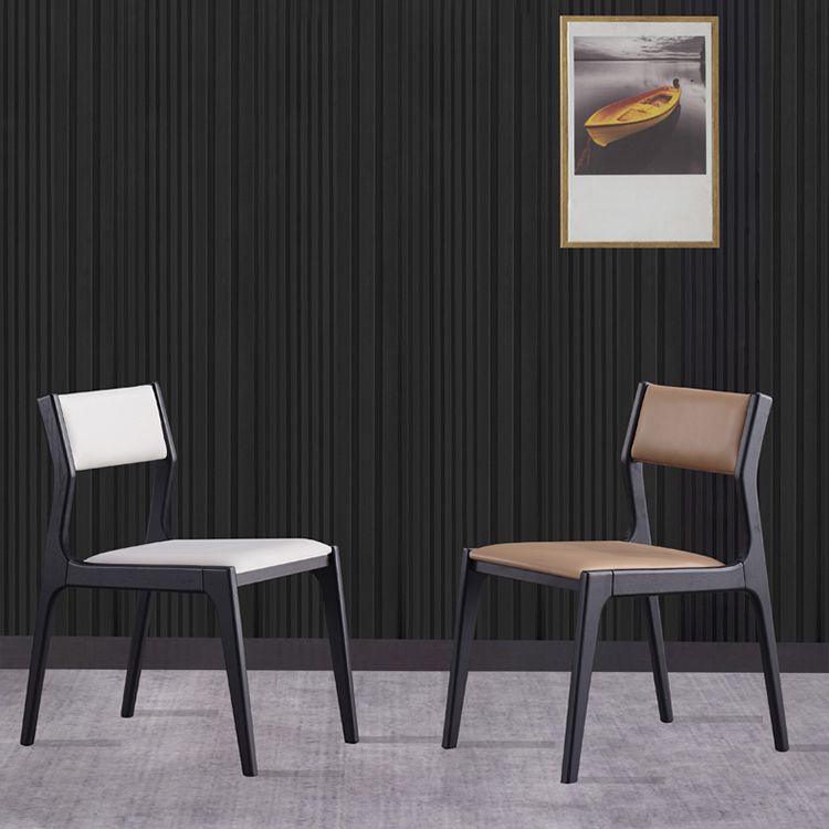 Contemporary Armless Dining Chairs Open Back Side Chair for Kitchen with Wooden Legs