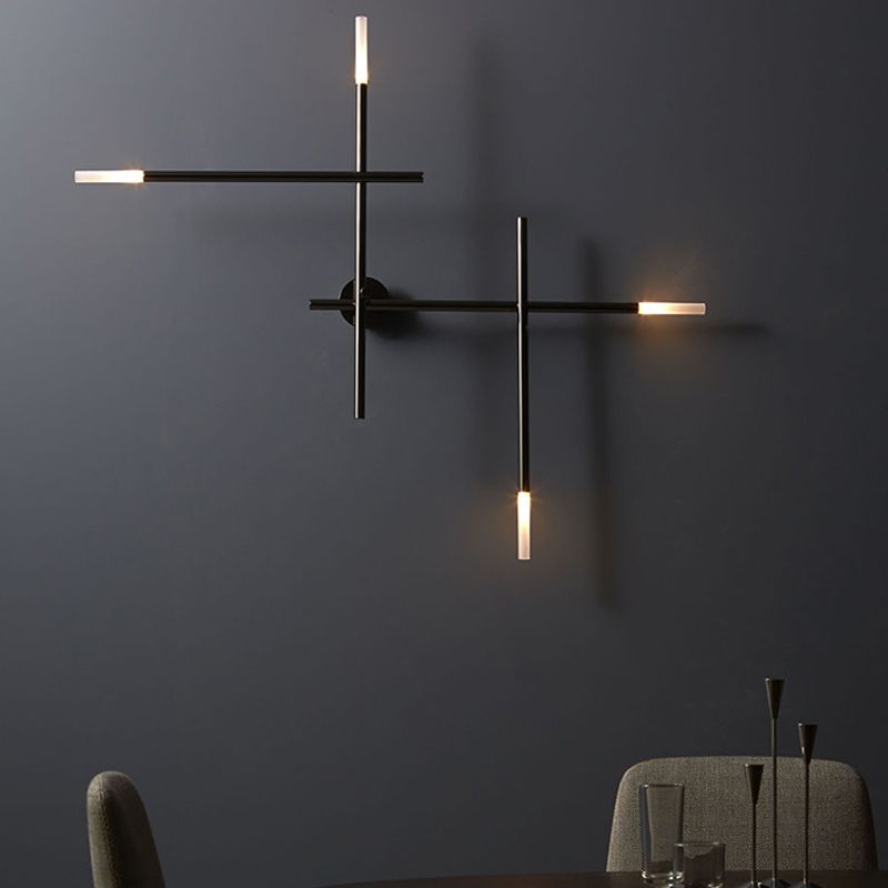 LÍNEA METALICA Crossed Luz de pared Ideas de iluminación de pared LED negros/dorados contemporáneos