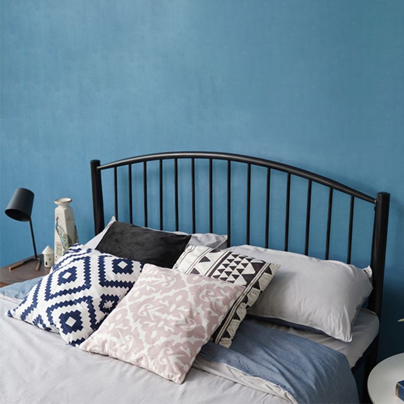 Contemporary Slat Bed Metal Black Open-Frame Bed with Custom Gold Legs