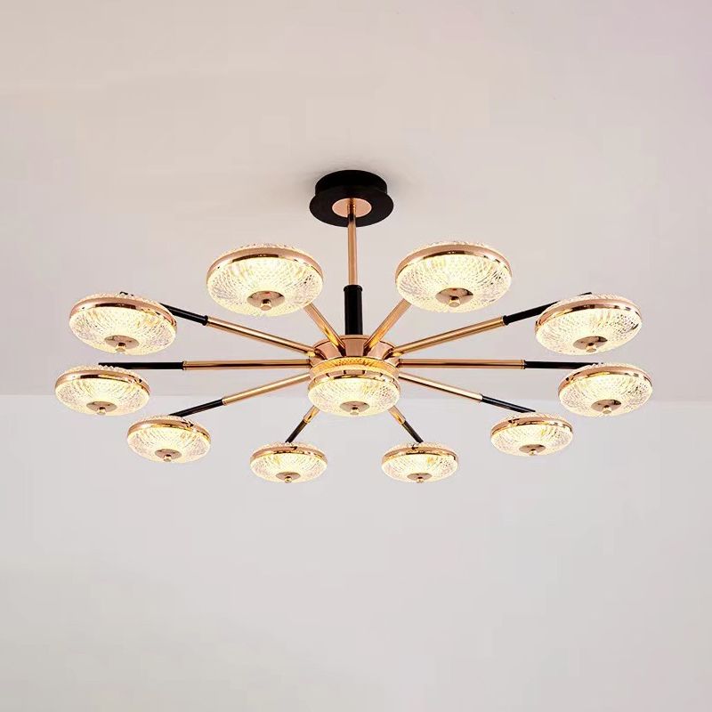 Metal Round Shape Hanging Ceiling Light Modern Multi Lights Hanging Light in Gold