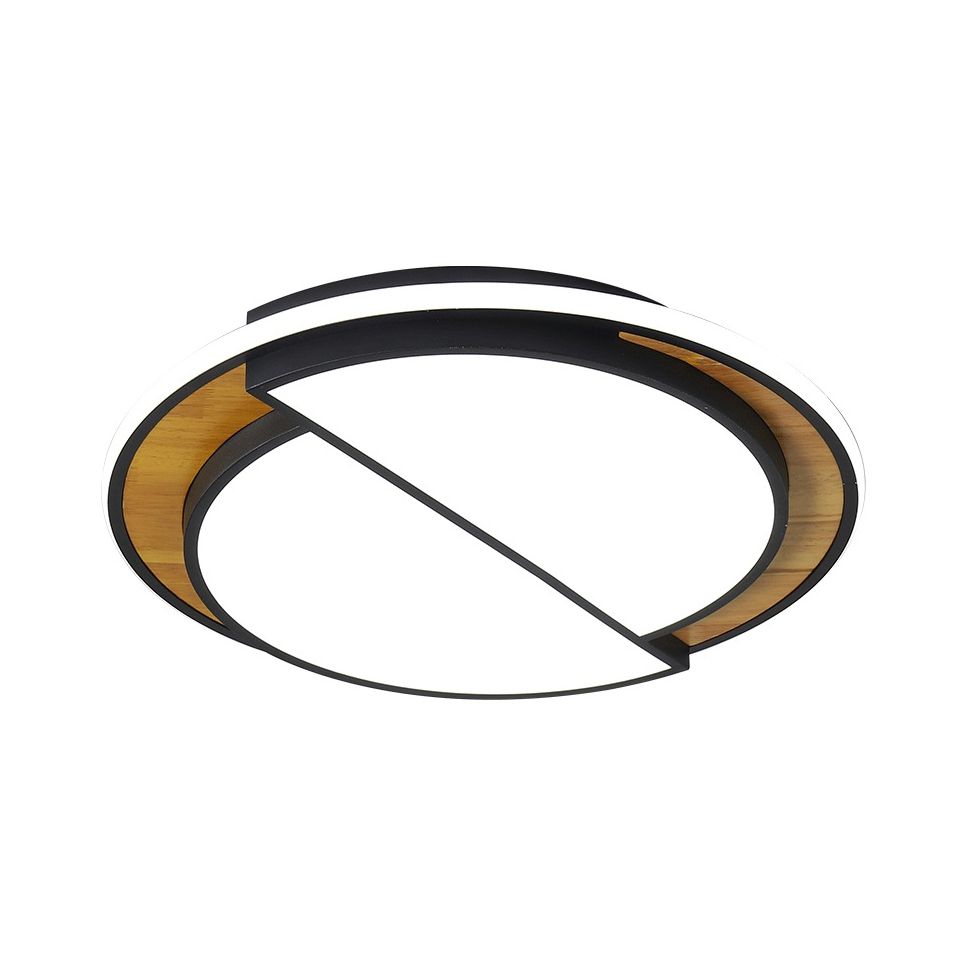 Semicircle Flush Lighting Modern Metal LED Black/White Ceiling Mounted Fixture in White/Warm Light, 16.5"/20.5" Wide